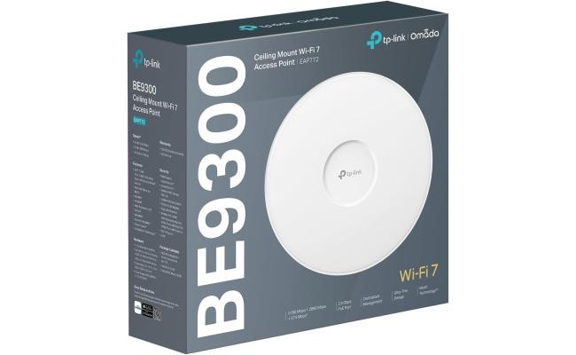 TP-Link EAP772 Wi-Fi 7 Access Point, Tri-Band Gigabit BE9300 Wireless Access Points, Support Passive PoE, Easily Mount to Wall or Ceiling, Free Cloud Controller, Omada Mesh & AI roaming